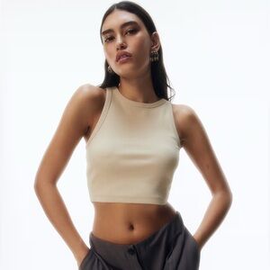 H&M Women’s XS H&M Beige Ribbed Cropped Tank Top